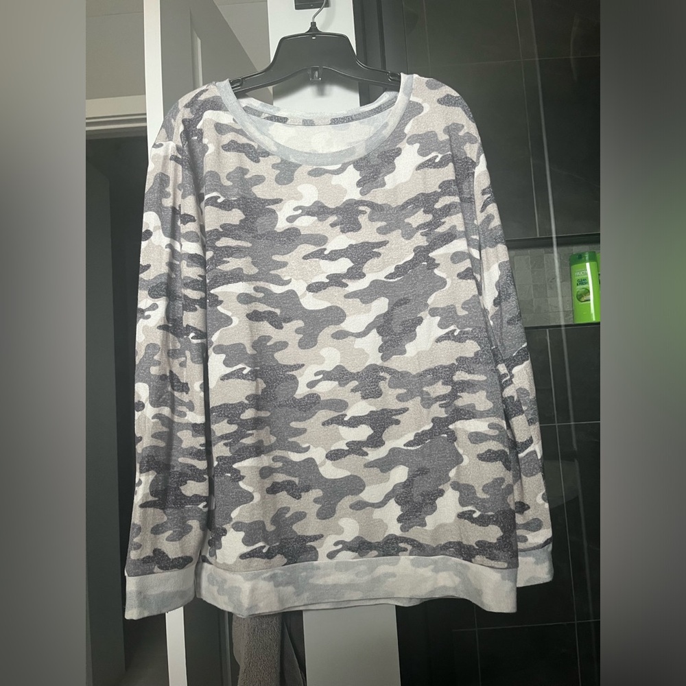 Zyia Gray Camo Lounge Boyfriend Sweater